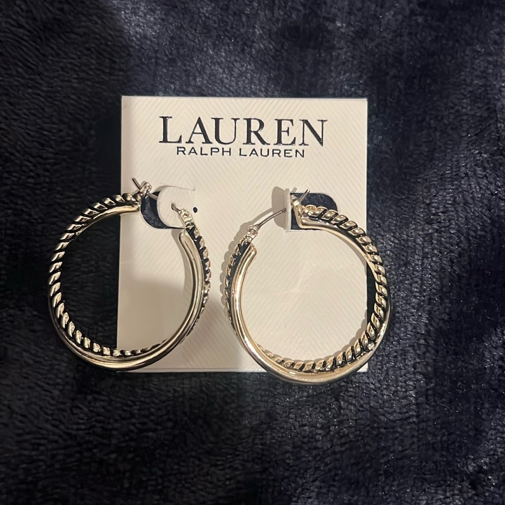 Lauren Ralph Lauren Gold-Tone Twisted Hoop Earrings